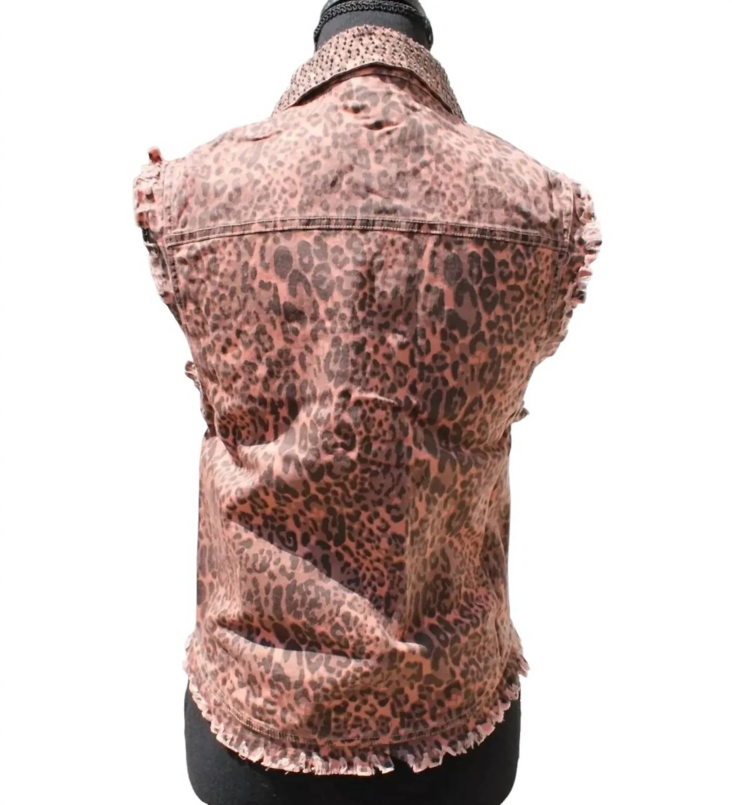 Women's Animal Print Distressed Vest In Blush/black