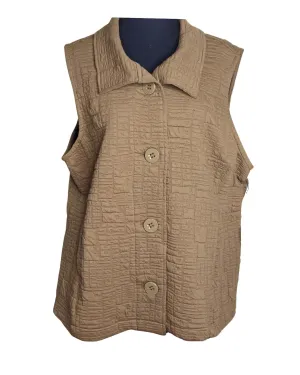 Women's Button Up Vest In Fawn