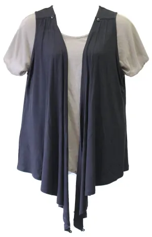 Women's Convertible Button Vest In Black
