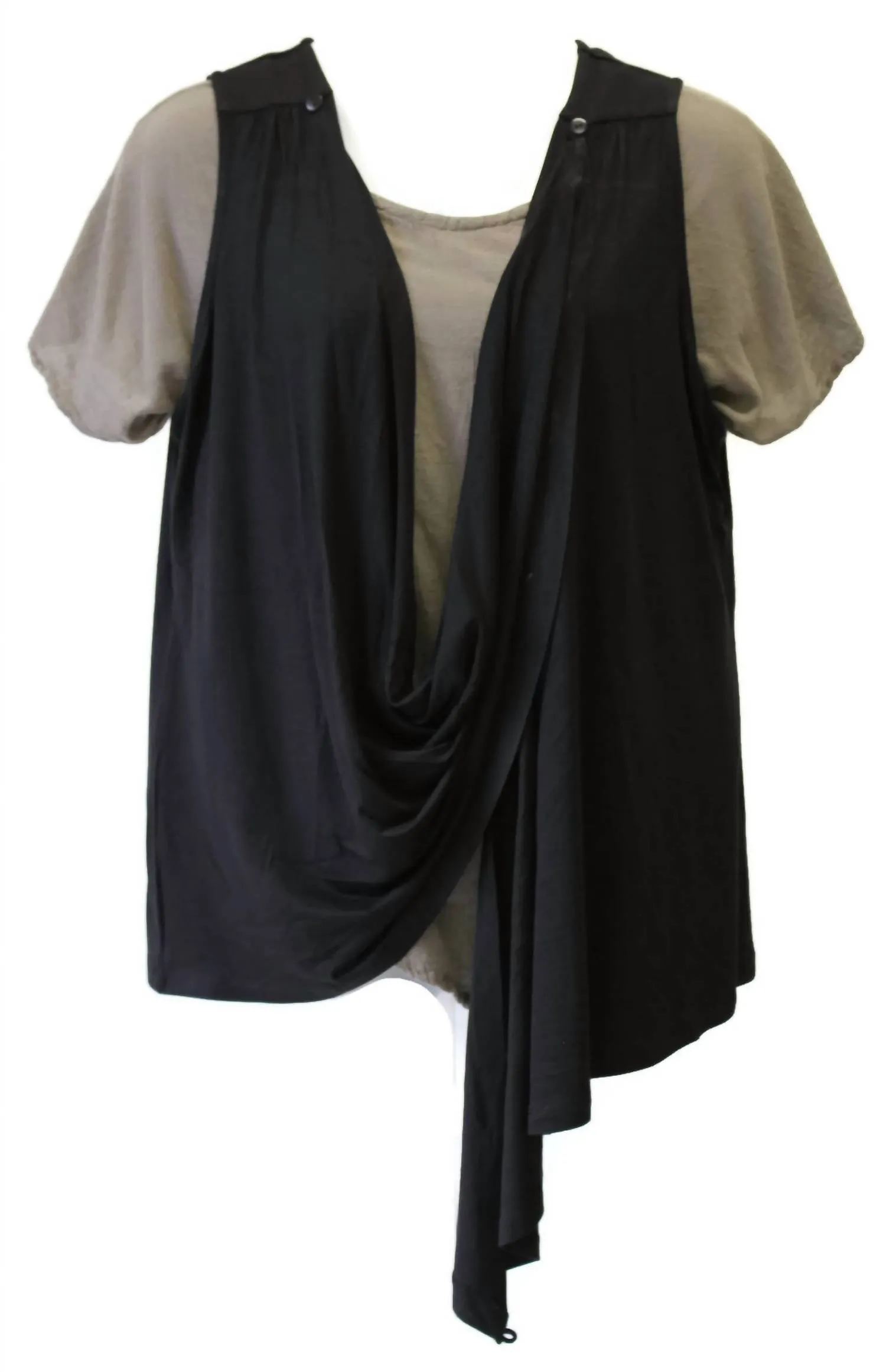 Women's Convertible Button Vest In Black