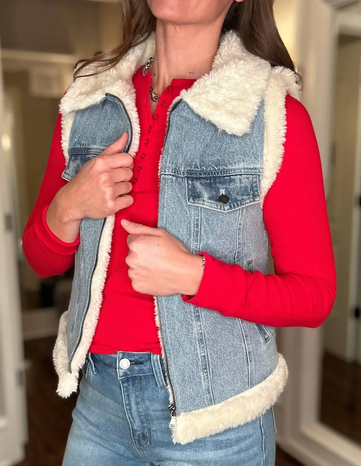 Women's Denim Vest 10.2 In Blue