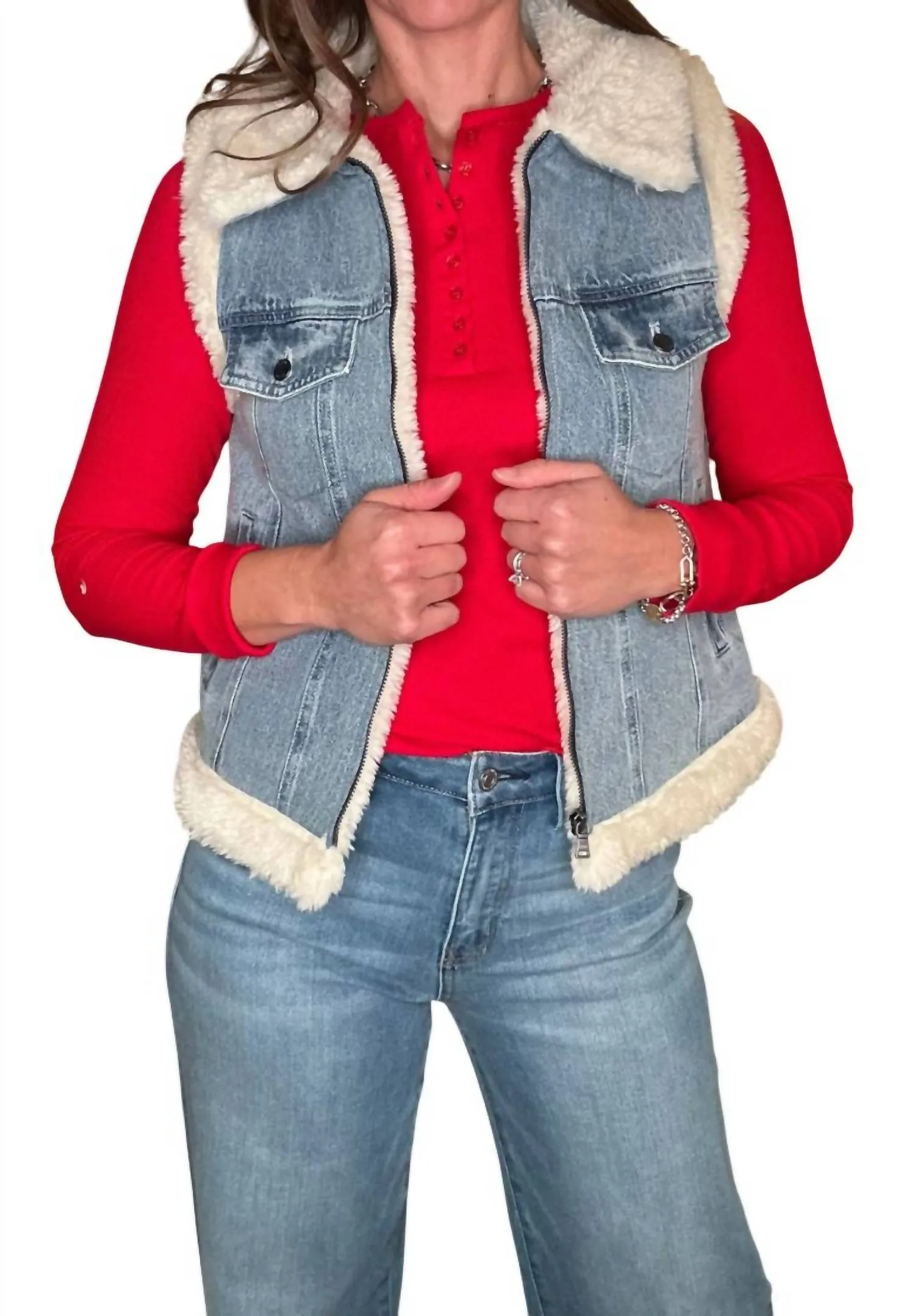 Women's Denim Vest 10.2 In Blue