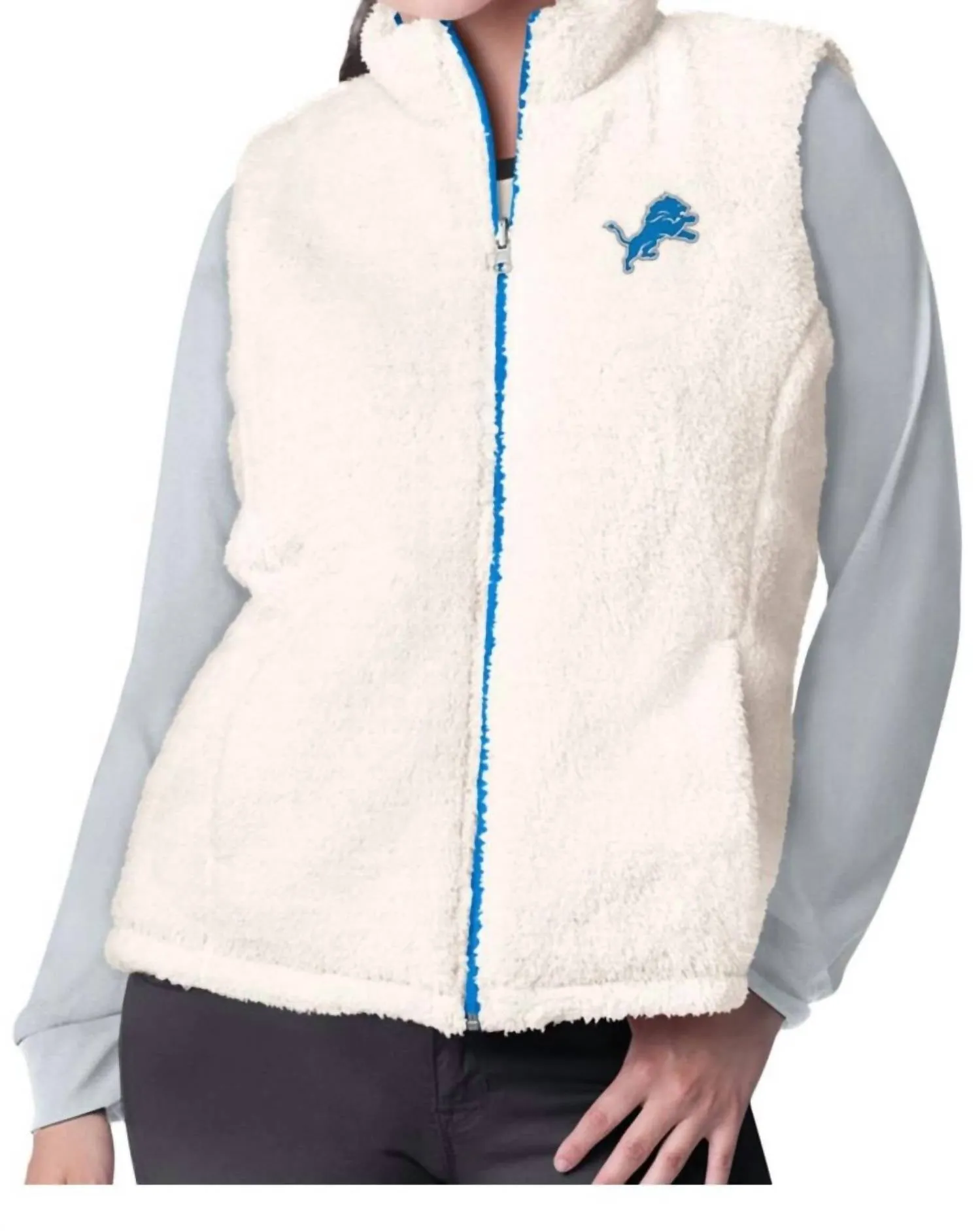 Women's Detroit Lions Reversible Game Rule Vest In Blue