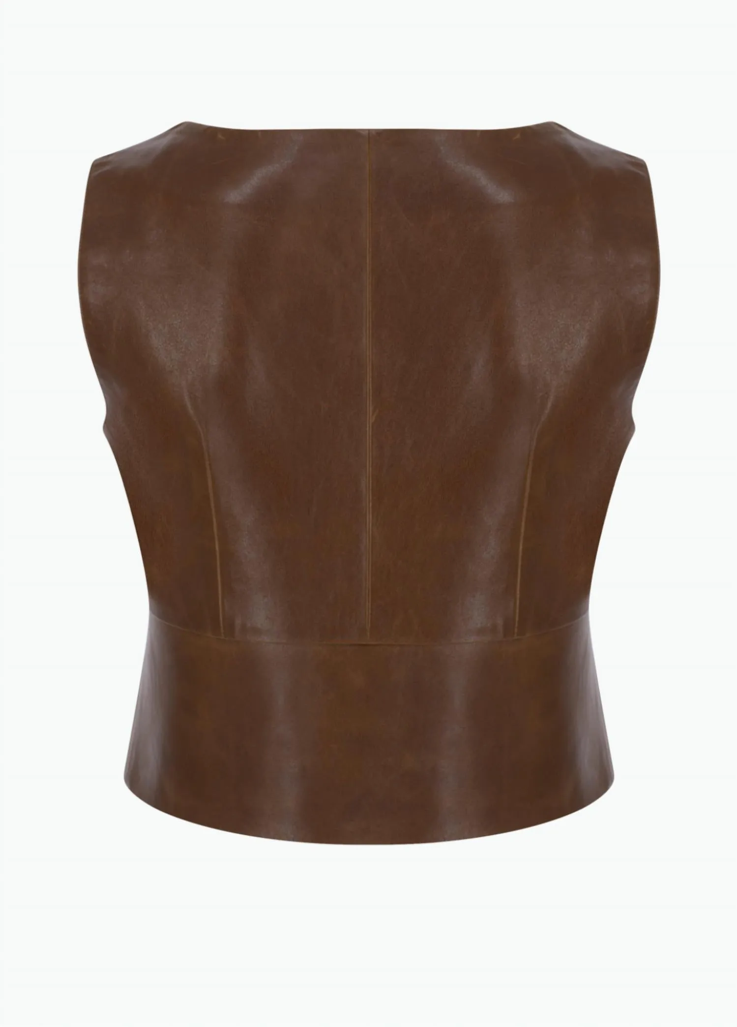 Women's Leather Vest Top In Rust