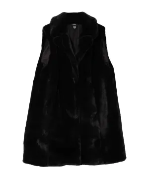 Women's Sheared Faux Mink Longline Vest In Black