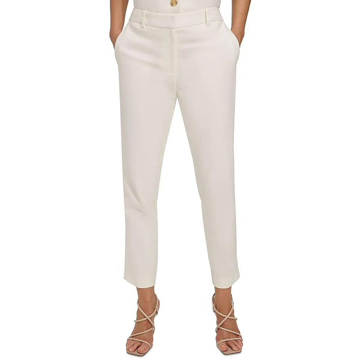 Womens Solid Linen Dress Pants