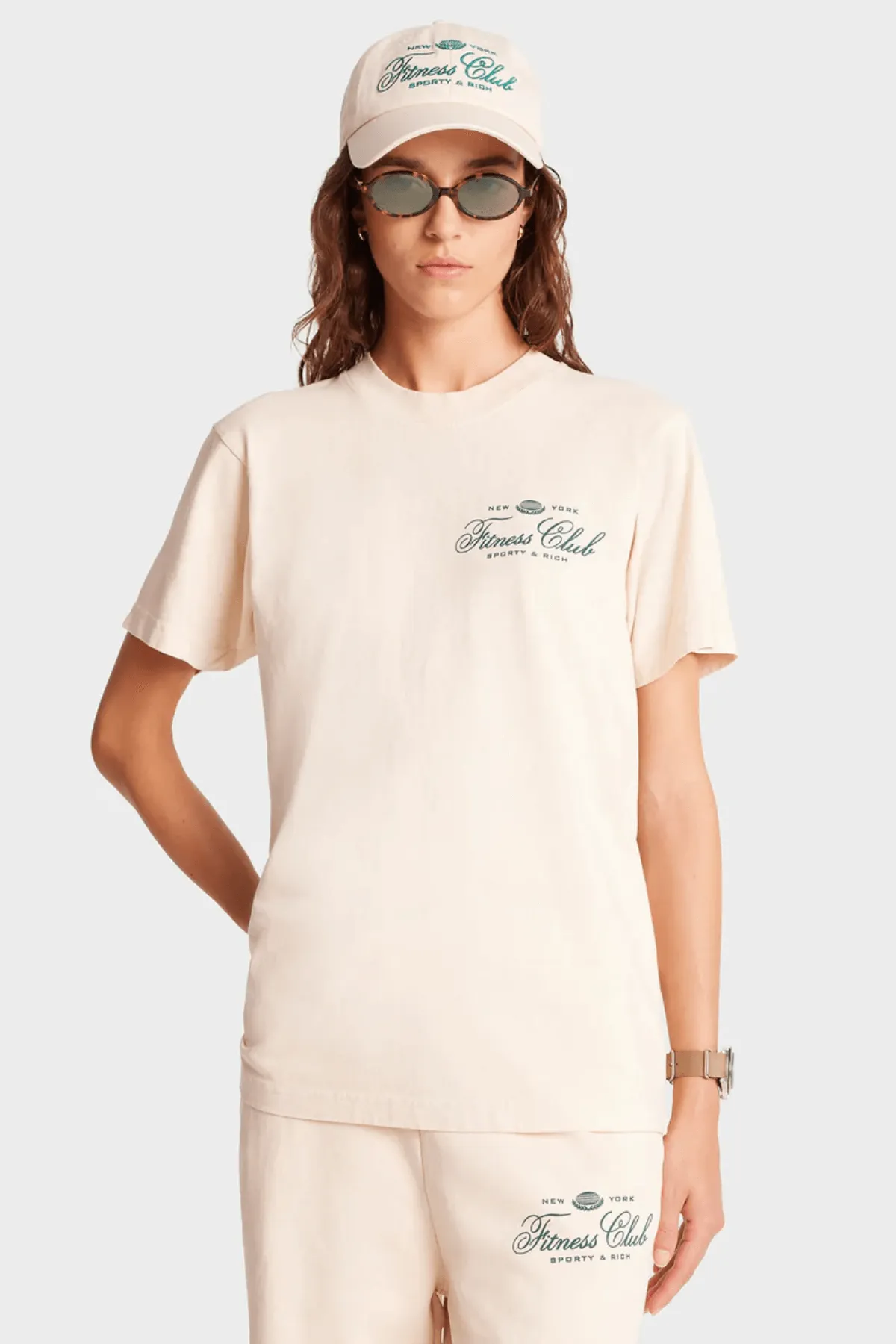Womens Sporty & Rich Sporty & Rich Fitness World T-Shirt - Cream/ Alpine